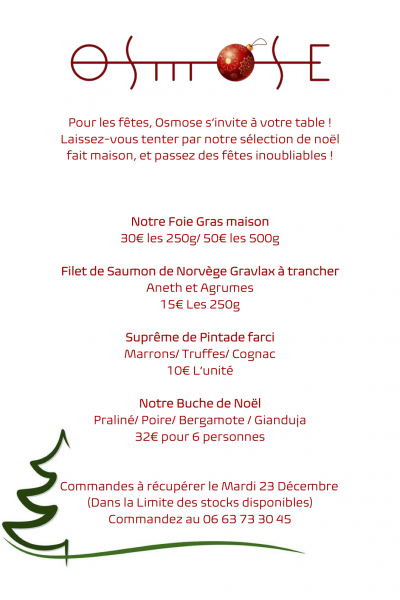 Osmose Menu Traiteur - Noël 2025